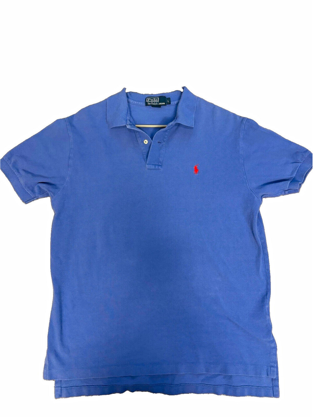 Polo Ralph Lauren Cornflower Blue Pique Polo Men's Large Red Pony